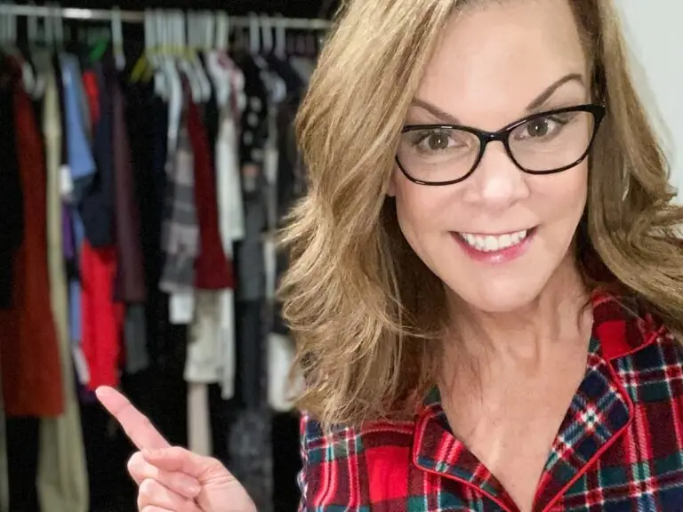 Angie Strader showing clothes she is selling online