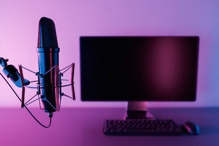 How Being Vulnerable Is Powerful Podcast Recording Mic and Computer for Vulnerable is Powerful episode
