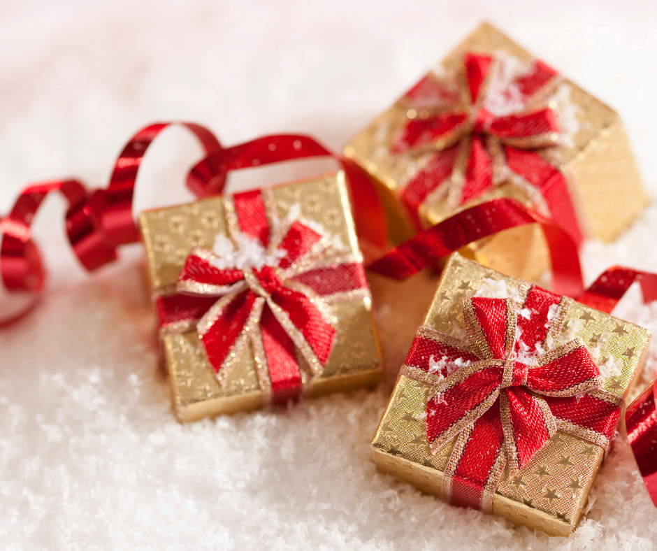 Holiday packages with red bows
